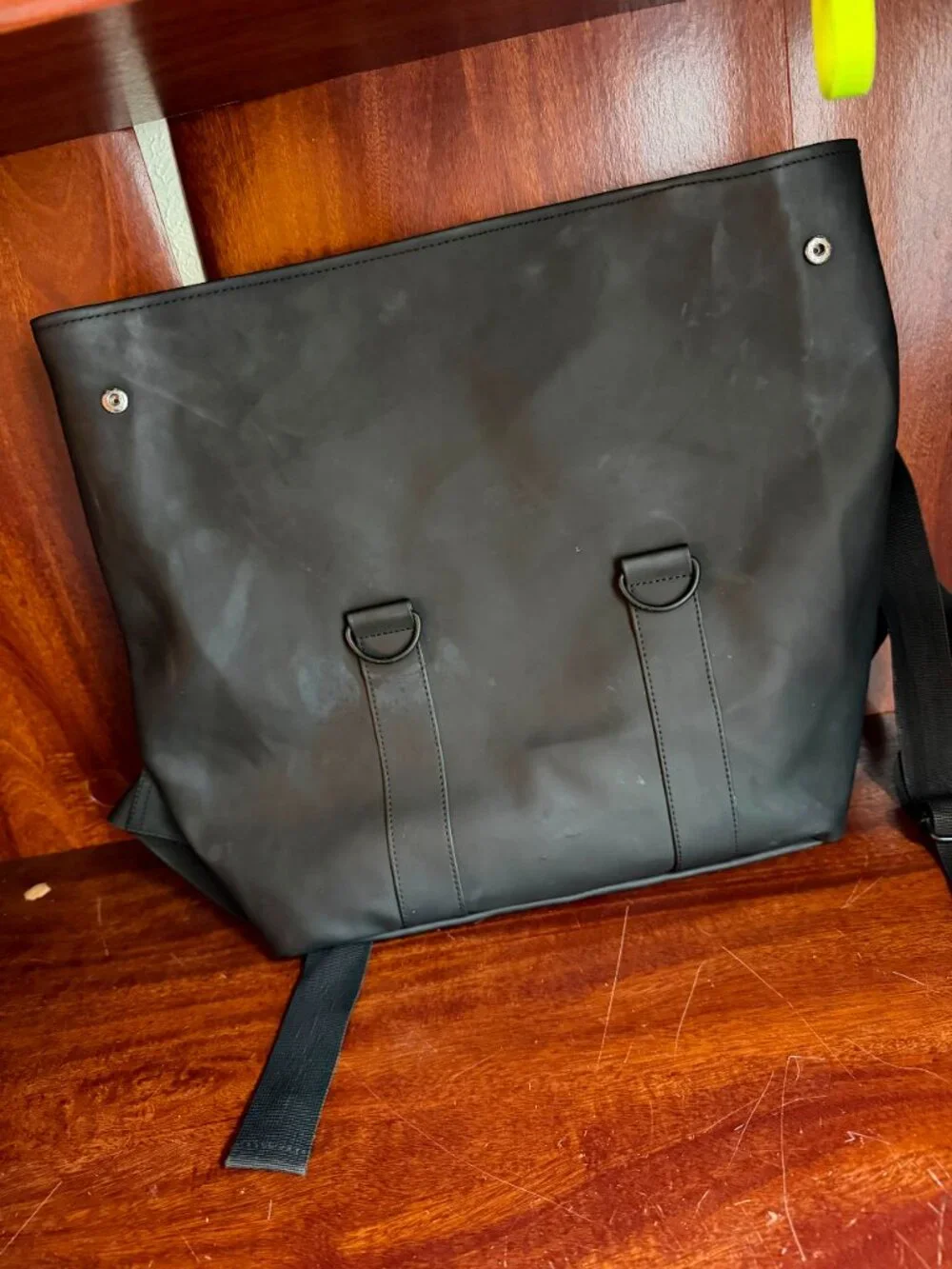 Rains Black Waterproof Rolltop Backpack